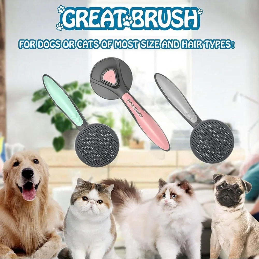 Self Cleaning PINK Pet Hair Removal Comb Automatic Hair Removal Brush * NEW*